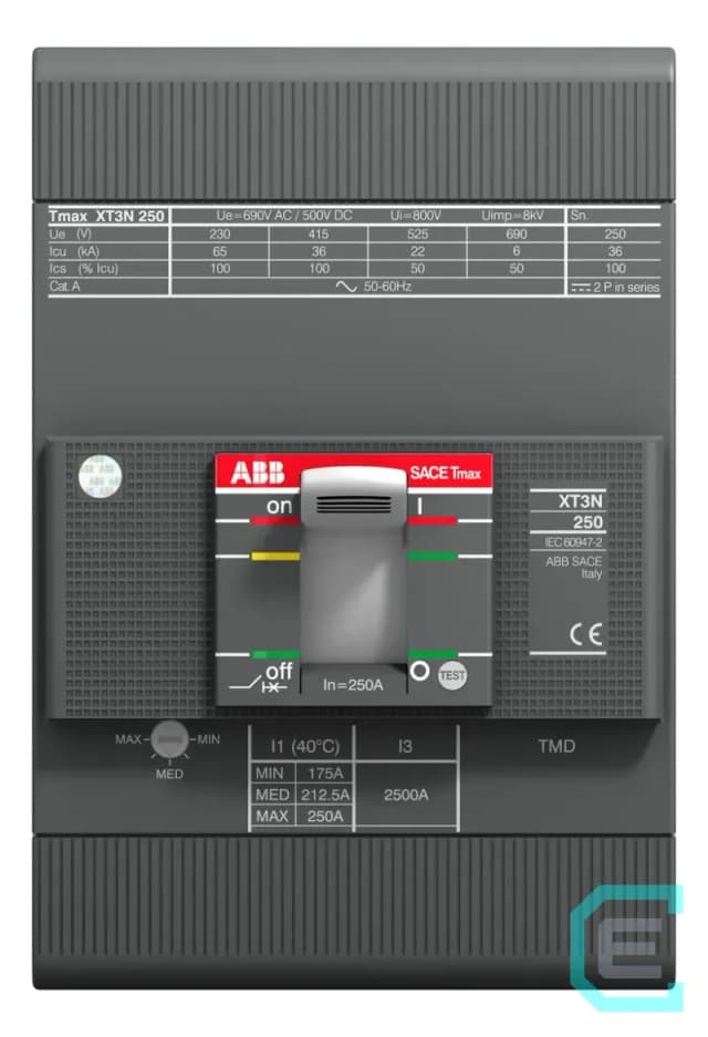 Interruptor Compacto Abb Tmax Xt3n Tripolar 250a 36ka Control Embebido - Interruptores Automáticos