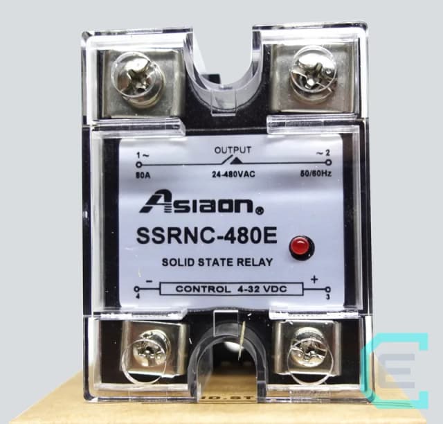 SSR MONOFASICO 80A, V. DE CONTROL 4-32VDC, V. DE SALIDA 24-480 VAC ASIAON - 1 fase