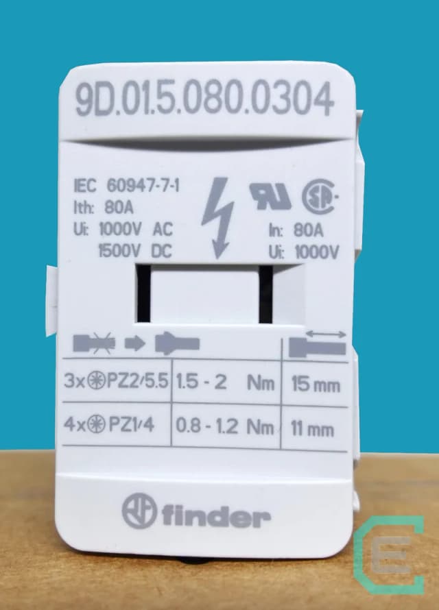 REPARTIDOR DE POTENCIA 1 POLO 80 AMPER, 7 TERMINALES, MONTAJE EN RIEL DIN FINDER - 1 polo