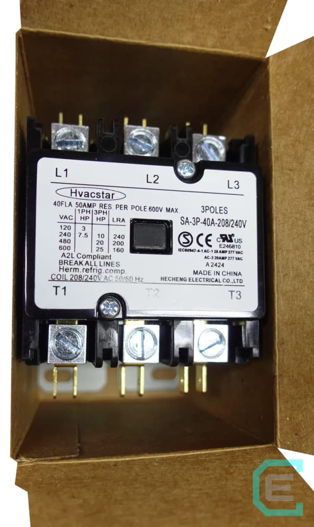 CONTACTOR DE PROPOSITO DEFINIDO 3x40A BOBINA A 220VAC HVACSTAR - Propósito definido