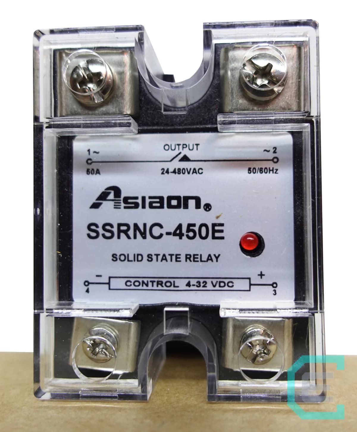 SSR MONOFASICO 50A, V. DE CONTROL 4-32VDC, V. DE SALIDA 24-480 VAC - ASIAON