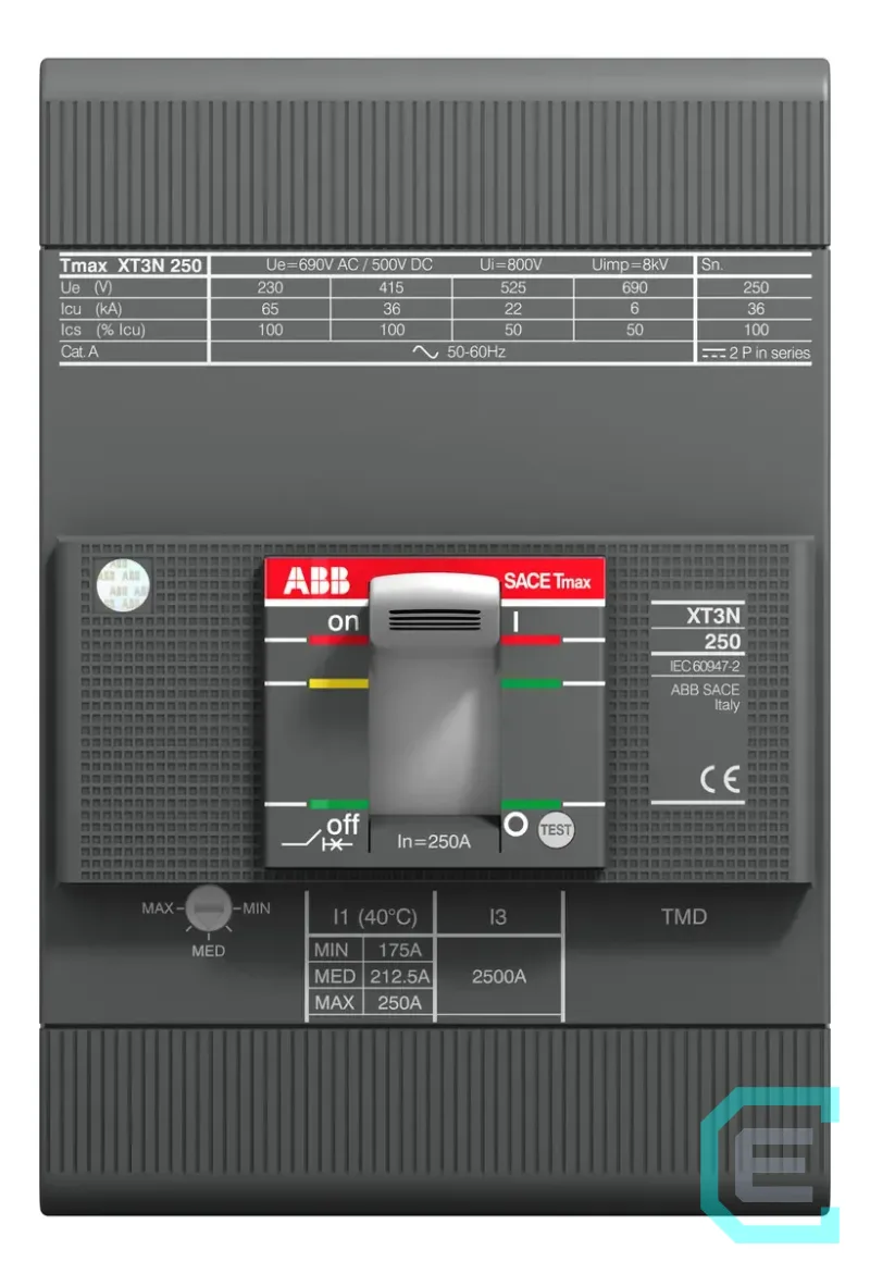 Interruptor Compacto Abb Tmax Xt3n Tripolar 250a 36ka Control Embebido - Interruptores Automáticos